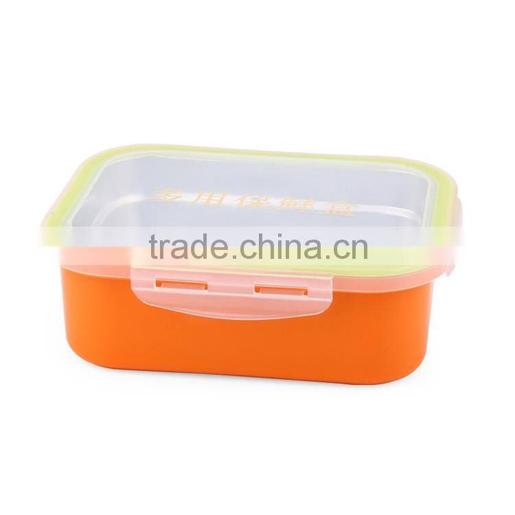 colourful stainless steel food crisper box with plastic lid