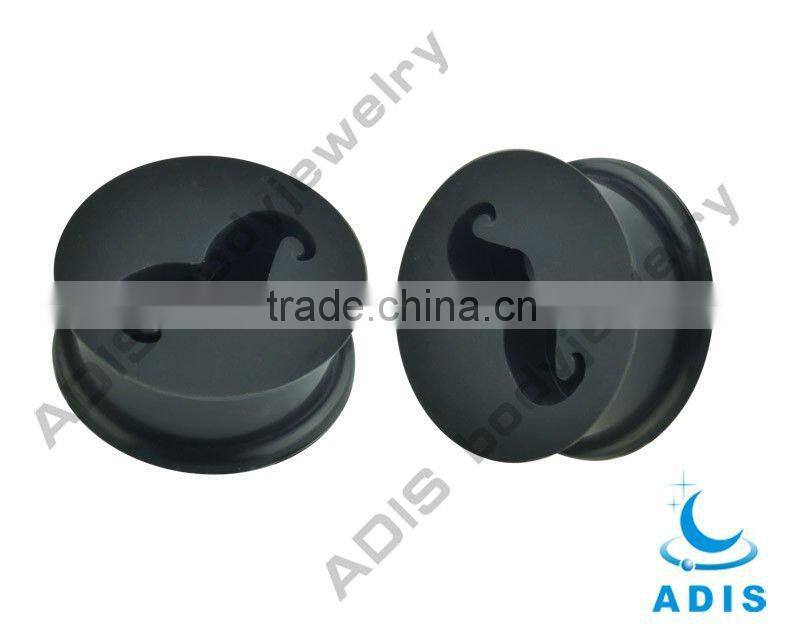 Fashion design black wholesale piercing ear plug silicone tunnel