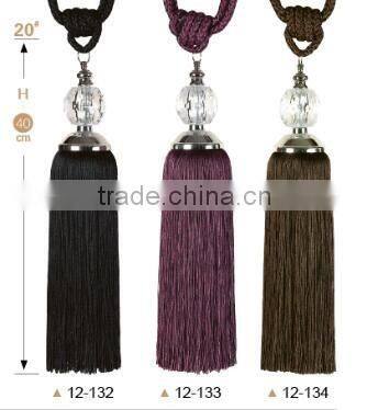 Home decor curtain accessories polyester material big glass beads tieback tassel for curtains