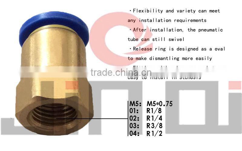 shipping from china one touch union straight female 10mm brass with nickel plated coupling