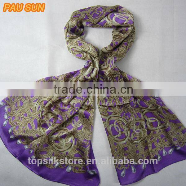 golden 100% silk brand silk scarf