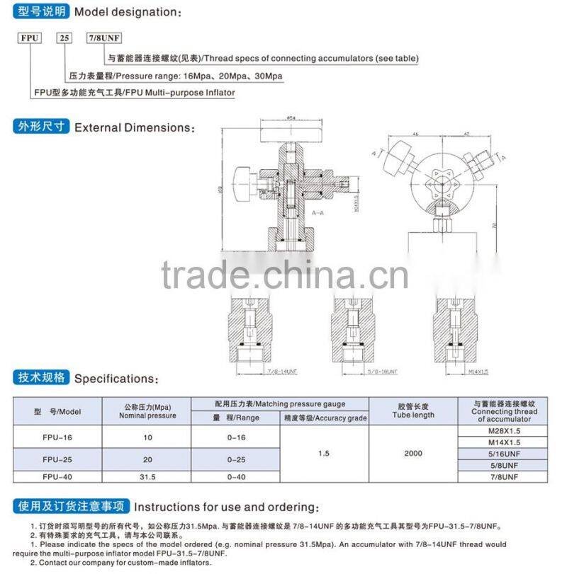 HYDAC type FPU series Multi purpose inflating tool