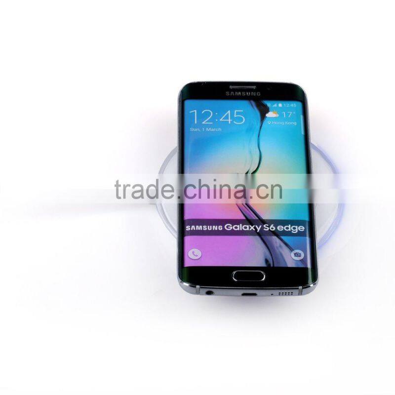2015 Circular qi wireless charger for Samsung S6 S6 Edge ODM/OEM quick deliver power sockets