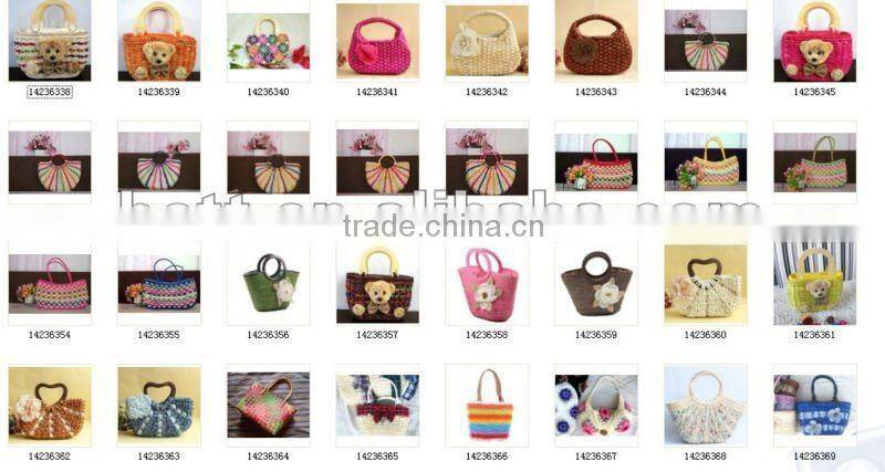 fashion lady kitty design straw bag beach bag