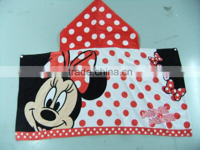 Mickey 100% cotton printed beach towel ,Baby hooded towel