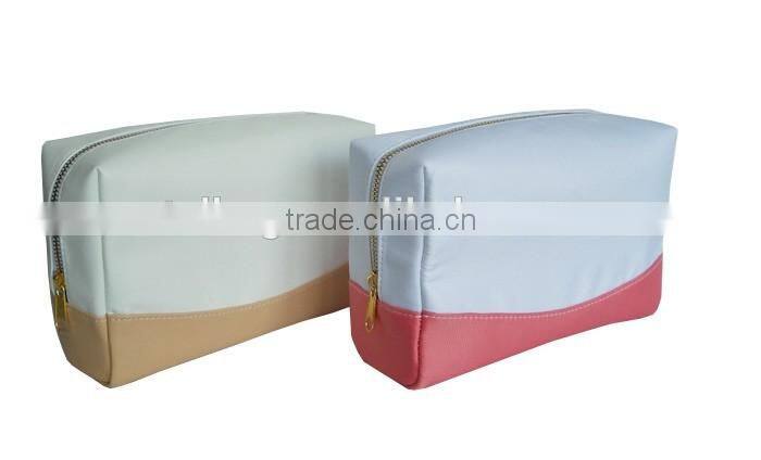 2016 New coming wholesale custom pu leather polyester vanity bag cosmetic bag for promotion,polyester for main body