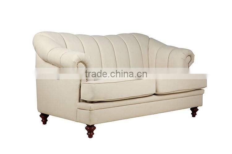 Classical style solid wood 2 seater sofa, fabric sofa