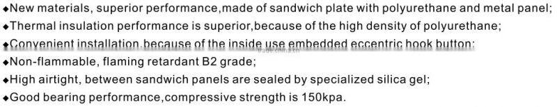 PU Sandwich panel with high strength for different cold rooms, PU wall panel for cold storage