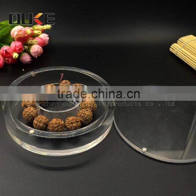 round shape small custom acrylic storage box with lid
