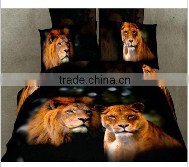 Luxury OEM Animal 3D printed bedding set, queen size 4pc beautiful bed sheet sets