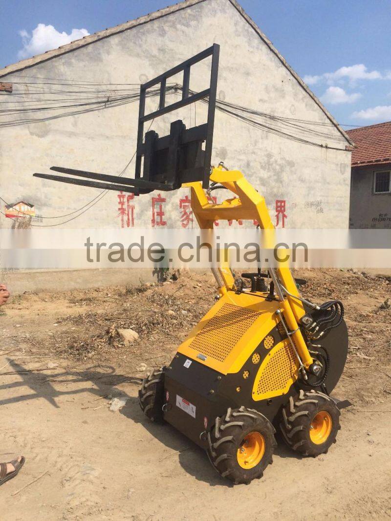mini skid steer pallet fork/loader with pallet fork/New Condition 380kg Pallet Fork for Mini Skid Steer Loader