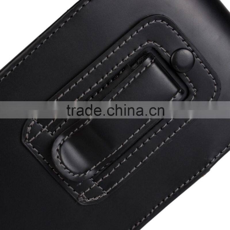 Black Vertical Leather Holster Pouch for Sony Xperia Z4 with Belt Clip--Glossy Skin or Lychee Skin
