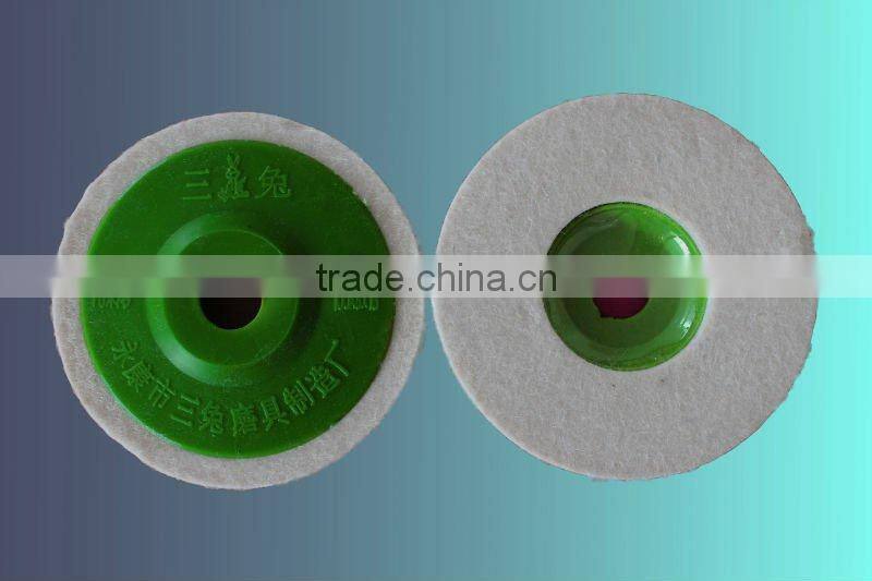4 Inch Wool Felt Wheels Backed With Green Plastic