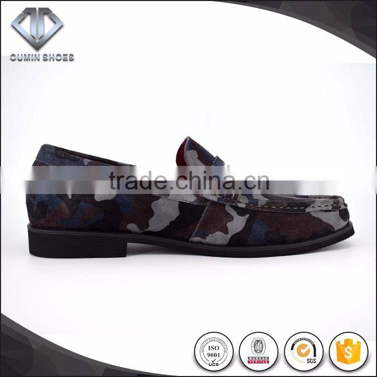 In style 2016 Italy show camo suede moccasin mens leather shoes