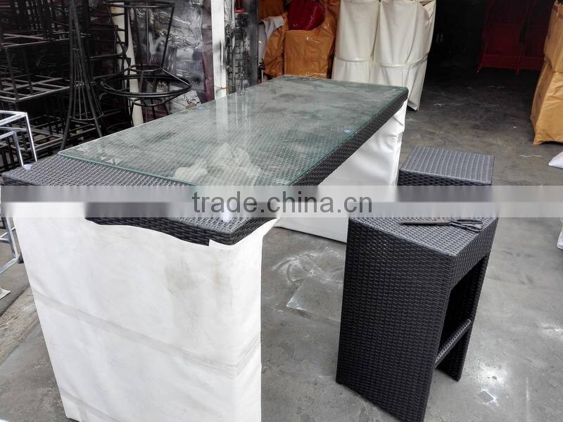 Patio Rattan Furniture / Outdoor Garden PE Rattan Bar Table and Chair