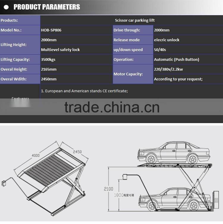 underground parking lift for car parking garage