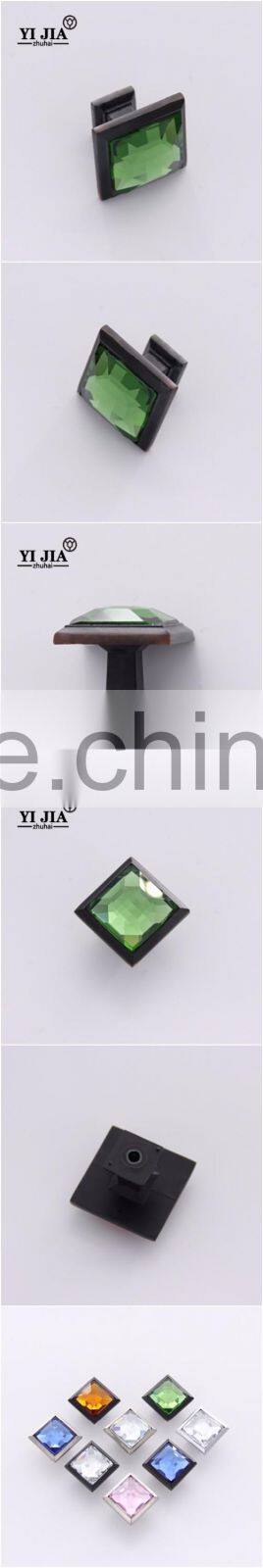 25 mm ODM zhuhai company green color crystal pull knobs for cabinets