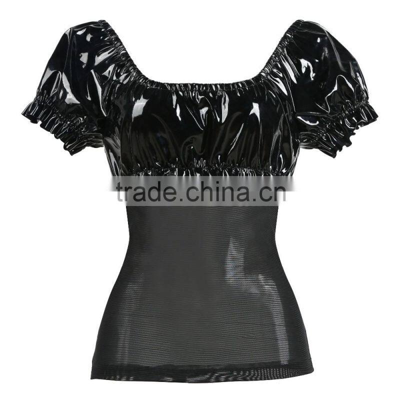 GOTHIC BLACK FAUX LEATHER STEAMPUNK CORSET OUTER GARMENT WHOLESALE CHEAP PRICE