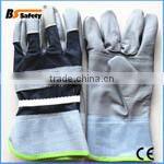 Red cow split softtextile leather long welding safety gloves full lined
