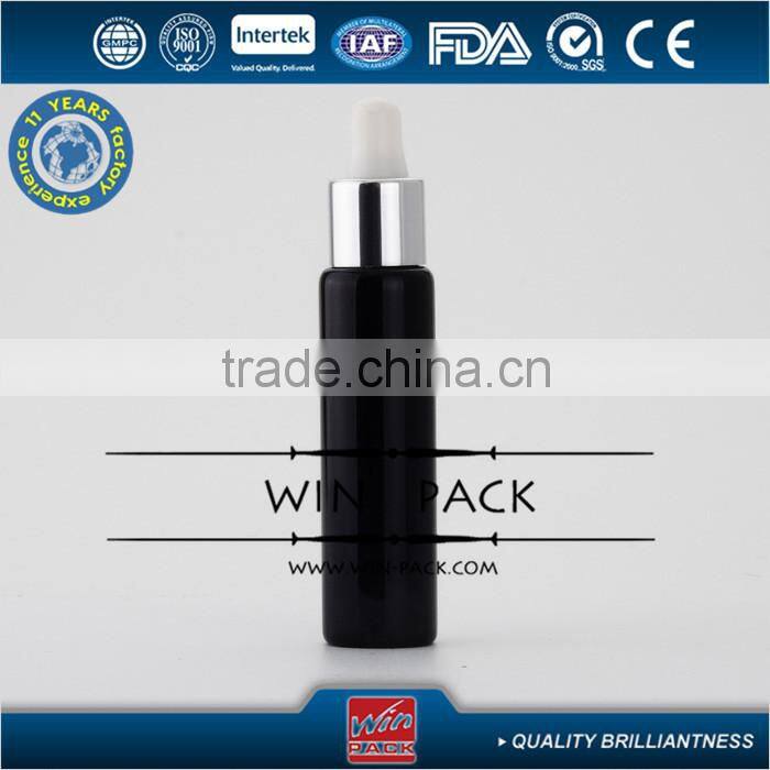 3ml 5ml 10ml black essential oil bottle with dropper and shiny silver cap