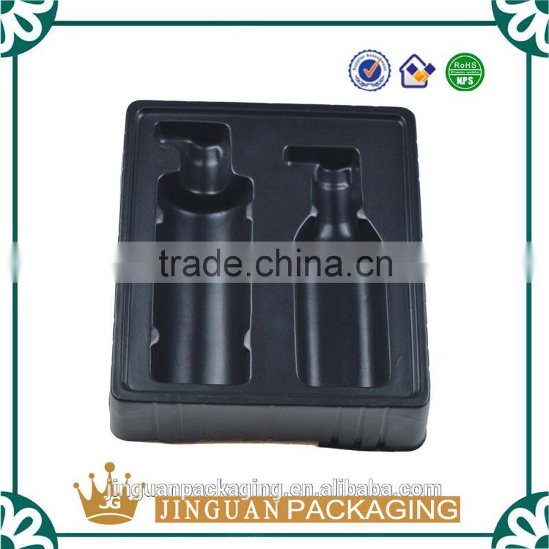 Custom flocking blister tray for cosmetic, cosmetic plastic blister tray, plastic cosmetic tray