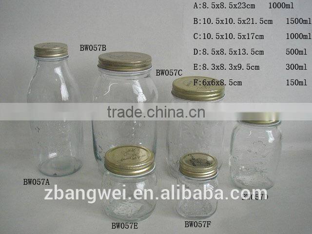 glass mason jar with tinplate lid jam jar