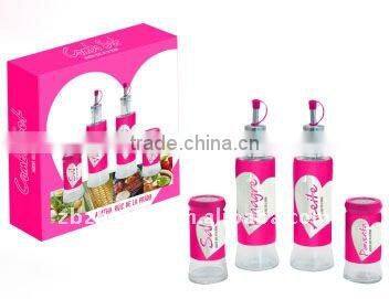 Glass oil and vinagar bottle with metal cover