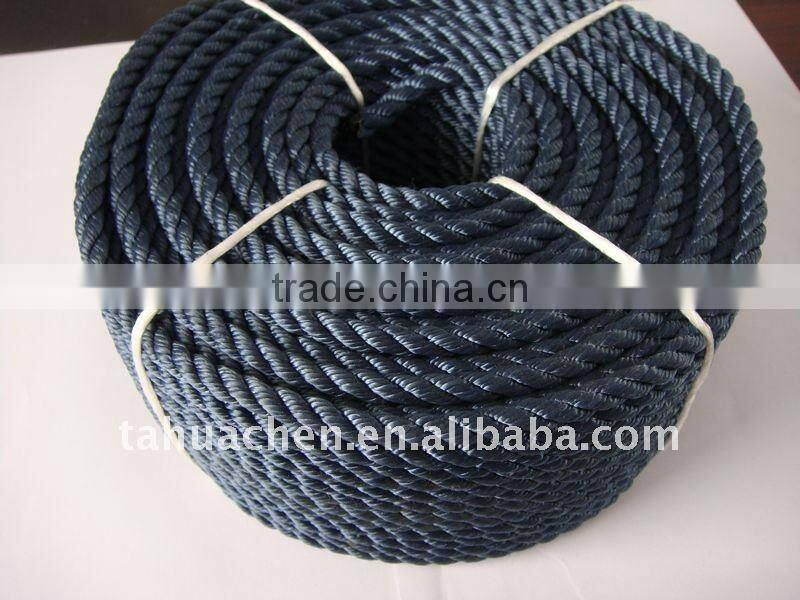 3 strands black polyester twist rope