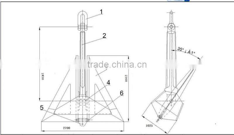 Steel sea Delta anchor with certificates