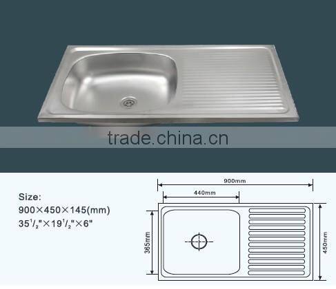 90*45CM layon Stainless steel kitchen sink with drainboard