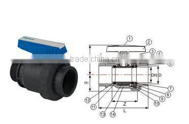 U-PVC One Side Female Threaded Single Uinon Ball Valve(One Side Compression Adaptor Adaptor)