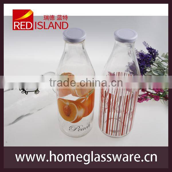 1L Vintage different patterns Glass Milk Bottles