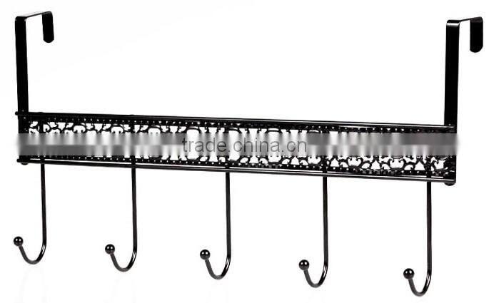 Store More Carve Patterns Black 5 Rack Metal Wire Doorback Hook