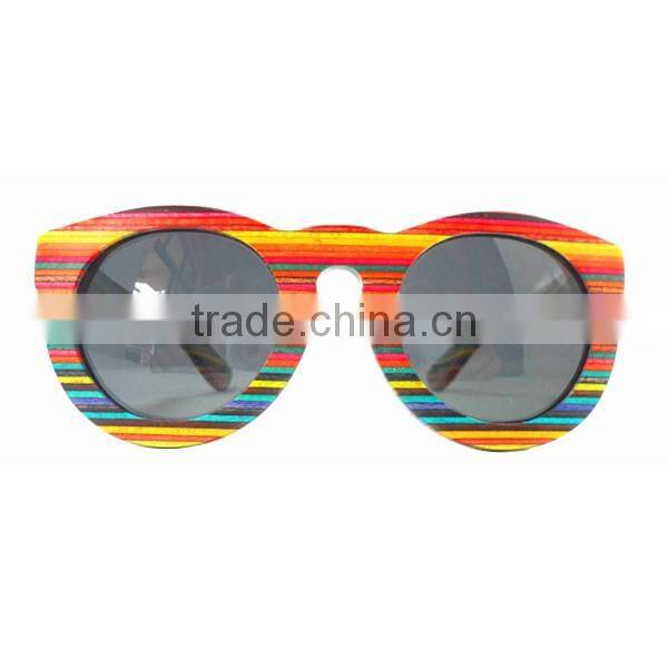 Multi Colors Design Wholesale Custom Real Rainbow Wood Sunglasses 2017