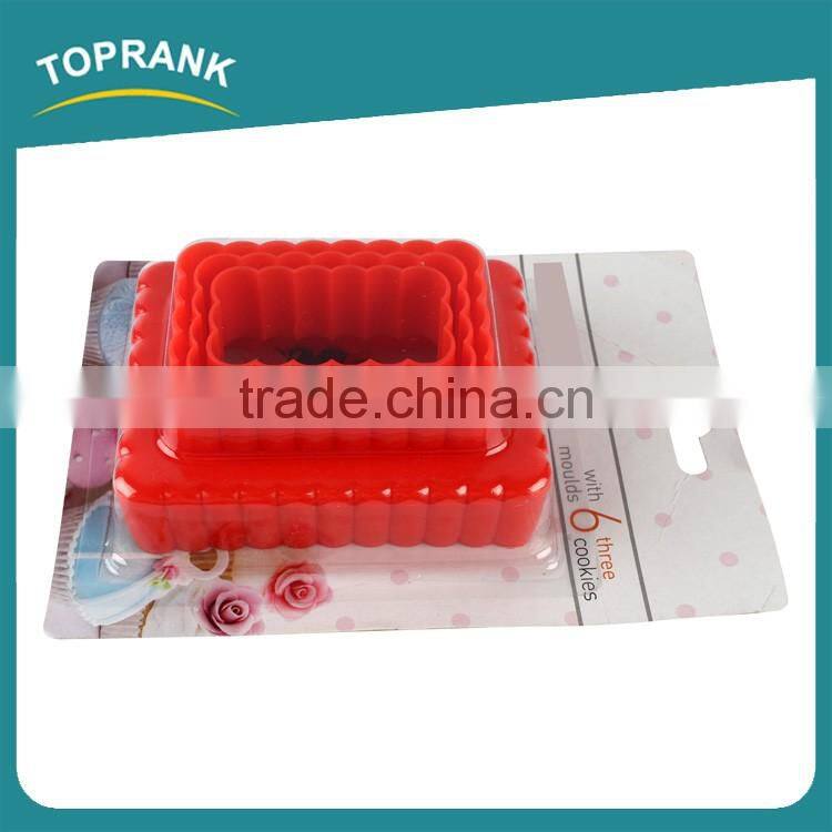 Toprank Bakeware Decorating 3 PCS DIY Biscuit Cake Cookie Embossed Mould Plastic Plunger Cookie Cutter