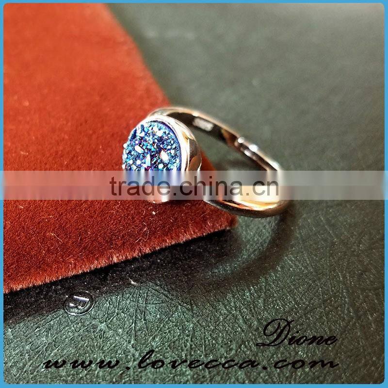 Beautiful Natural Druzy Gemstone Cluster 925 Sterling Handmade Silver 8mm Ring Women Jewelry