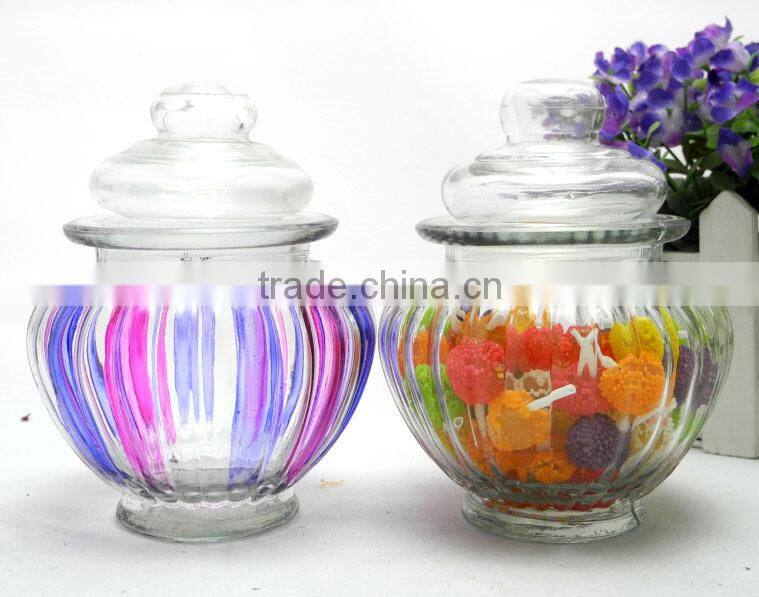 drum lantern shape glass candy tea canisters with gasket ring
