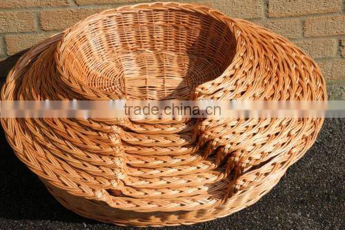 oval Willow Wicker Dog Bed with Pillow