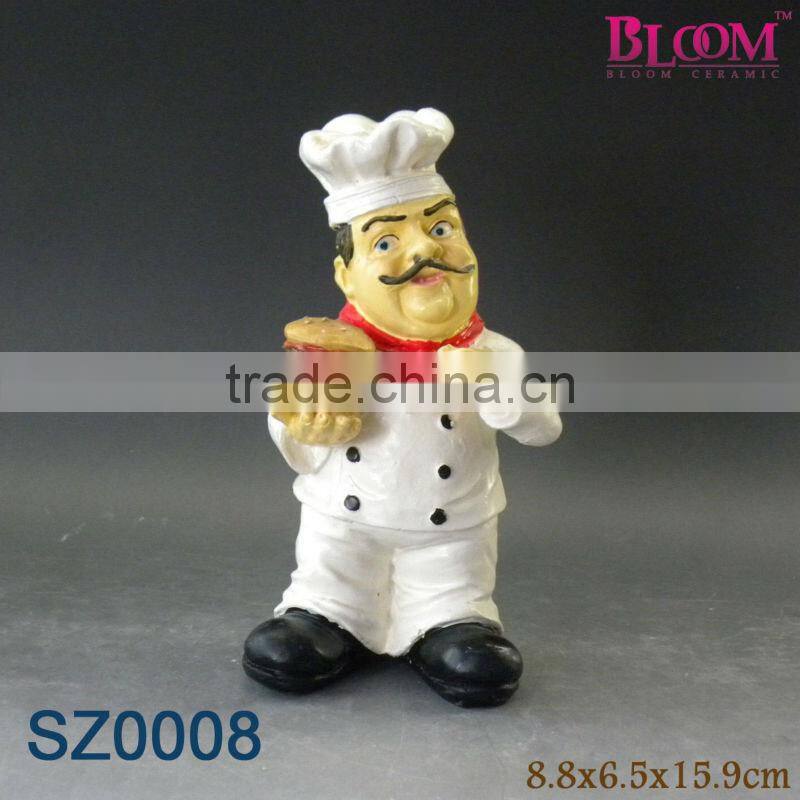 Promotional handmade chef shape polyresin decorative figure