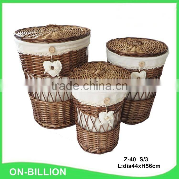 Corner custom cheap wicker laundry hamper basket set