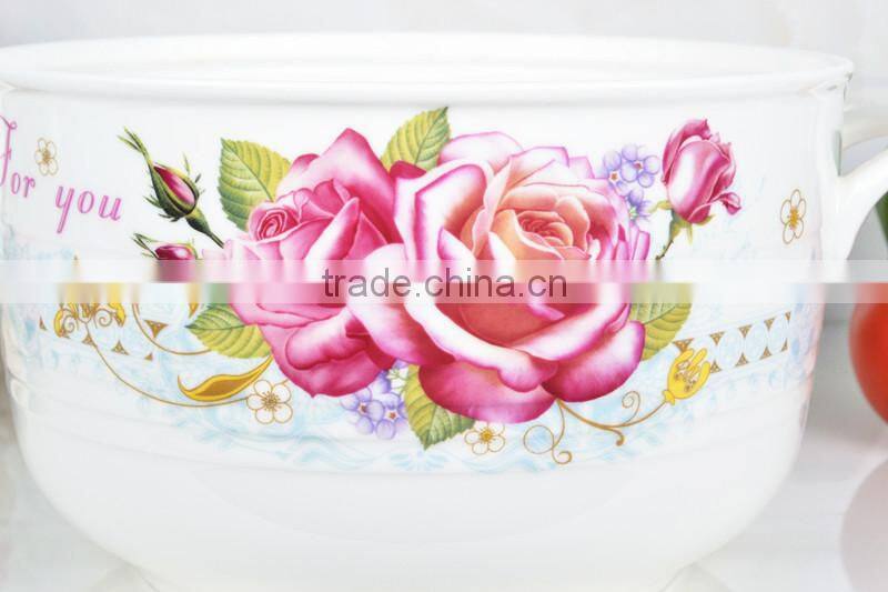 8" porcelain microwave round pot with glass lid