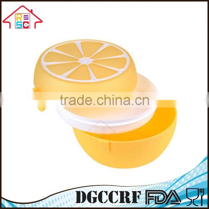 NBRSC Lemon Shaped 2 Layers Round Microwave Bento Lunch Box Kids Picnic Food Plastic Container