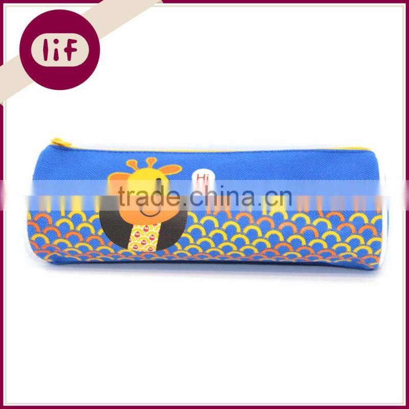 Lovely Cartoon Giraffe Round Profile Printing Canvas Pencil bag, Giraffe Printing Pencil Bag,Canvas Pencil Bag