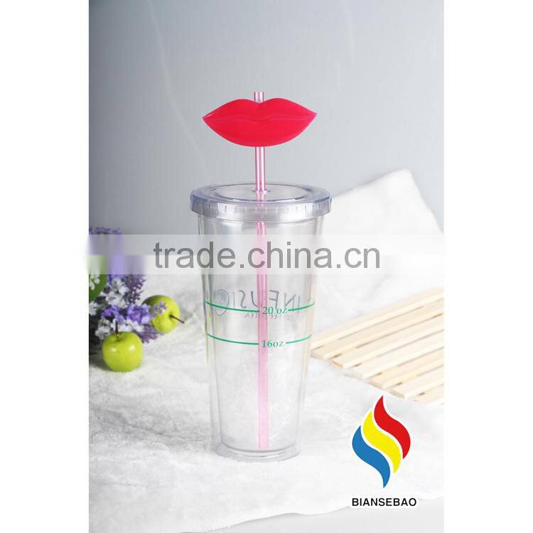 with straw lid figurines 16oz double wall clear diy plastic tumbler
