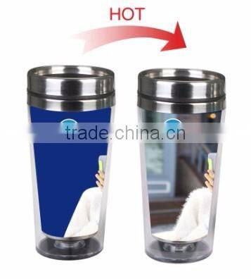 Color changing stainless steel hot and cold water bottle