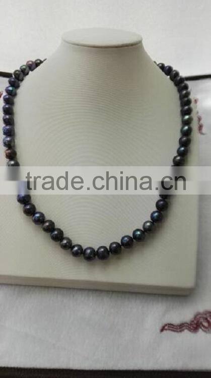 3-4mm black freshwater pearl necklace with 925 sterling silver