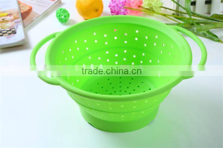 Silicone Folding Bowl Vegetable Wash Basket Friut Basin
