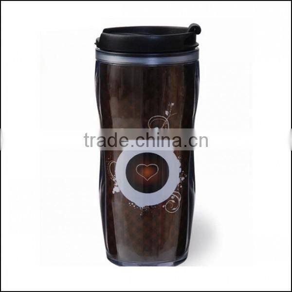 16oz High quality plastic tumbler double wall insulated coffee cup,OEM plastic15oz color straight water coffee tea cup with lid