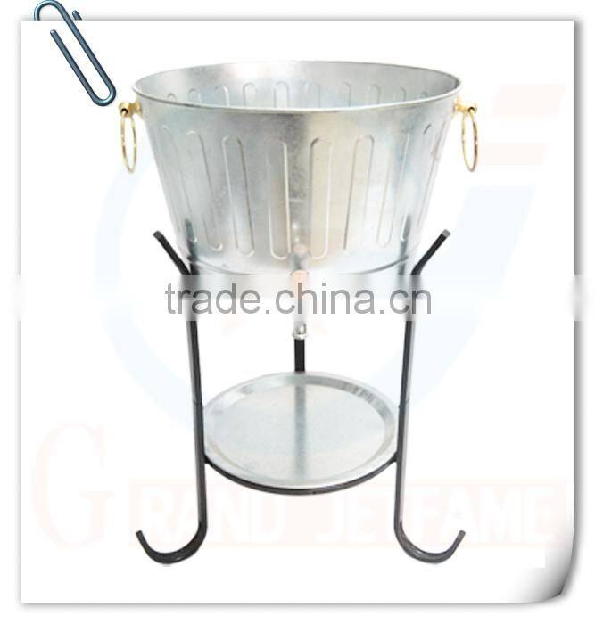 galvanized tub large ice bucket with stand metal ice bucket