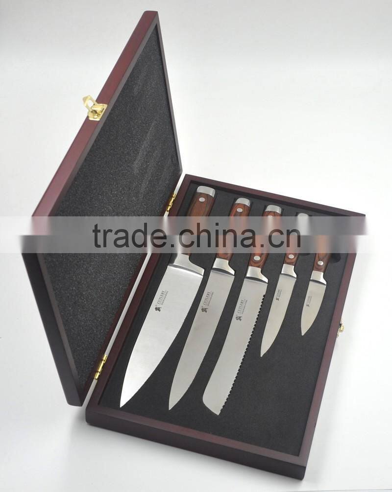 forged wood handle kitchen knife set